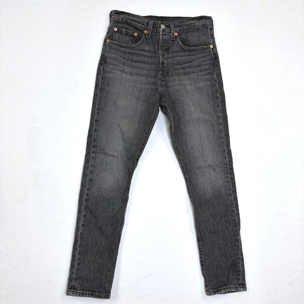 Levis Premium 501 Skinny Jeans Washed Black High Rise Button Fly Womens W26 L28